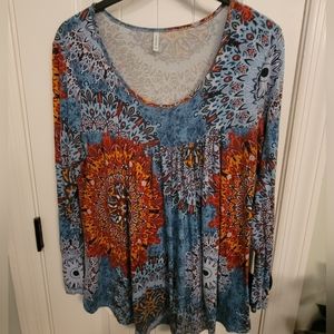 Blue long sleeve cotton tee